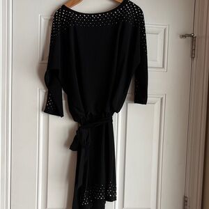 White House Black Market Black Studded 3/4 Sleeve Dress